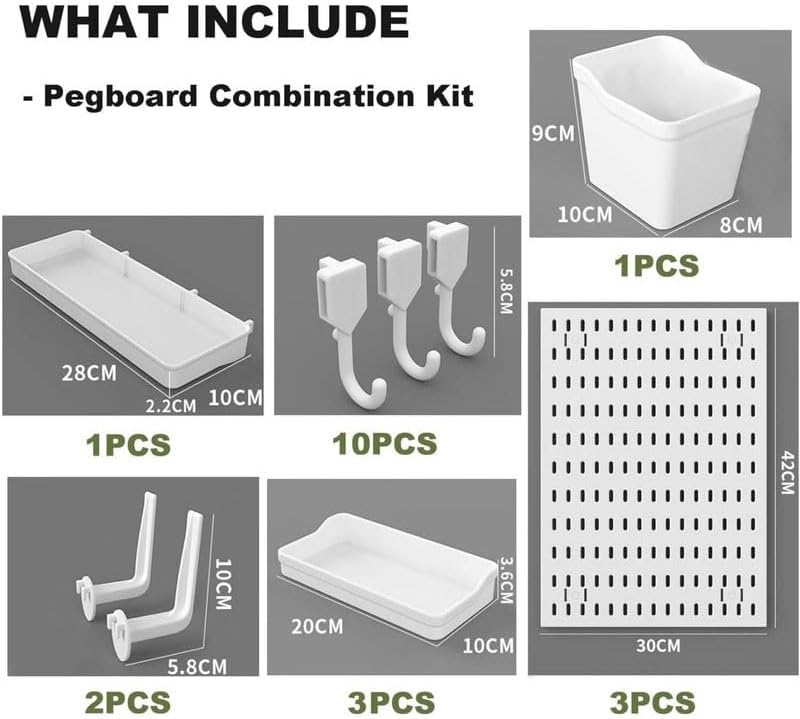 CARLA HOME Pegboard Wall Organiser Kit with 17 Accessories - 3 Panels