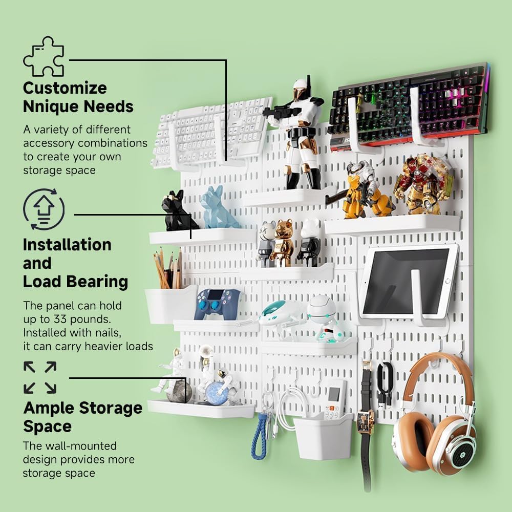 CARLA HOME Pegboard Wall Organiser Kit with 17 Accessories - 3 Panels