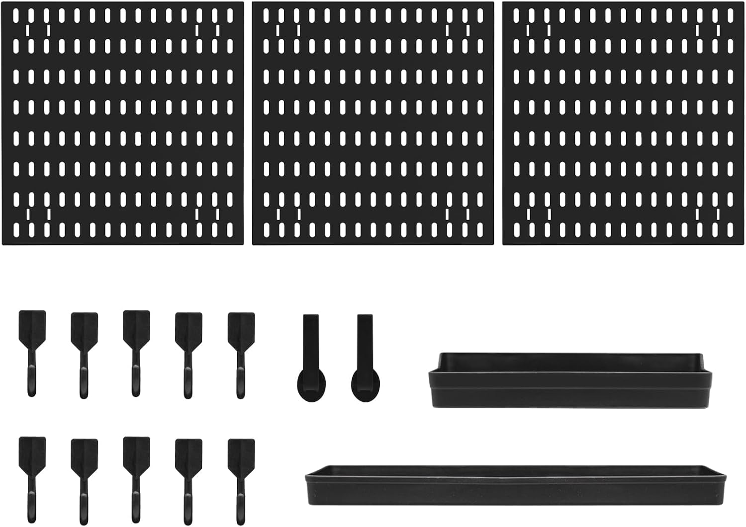 CARLA HOME Pegboard Wall Organiser Kit with 17 Accessories - 3 Black Panels