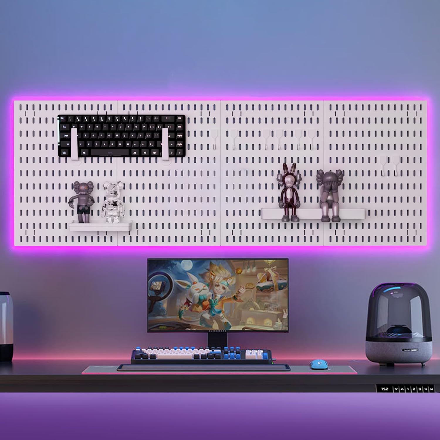CARLA HOME Pegboard Wall Organiser Kit with 19 Accessories - White