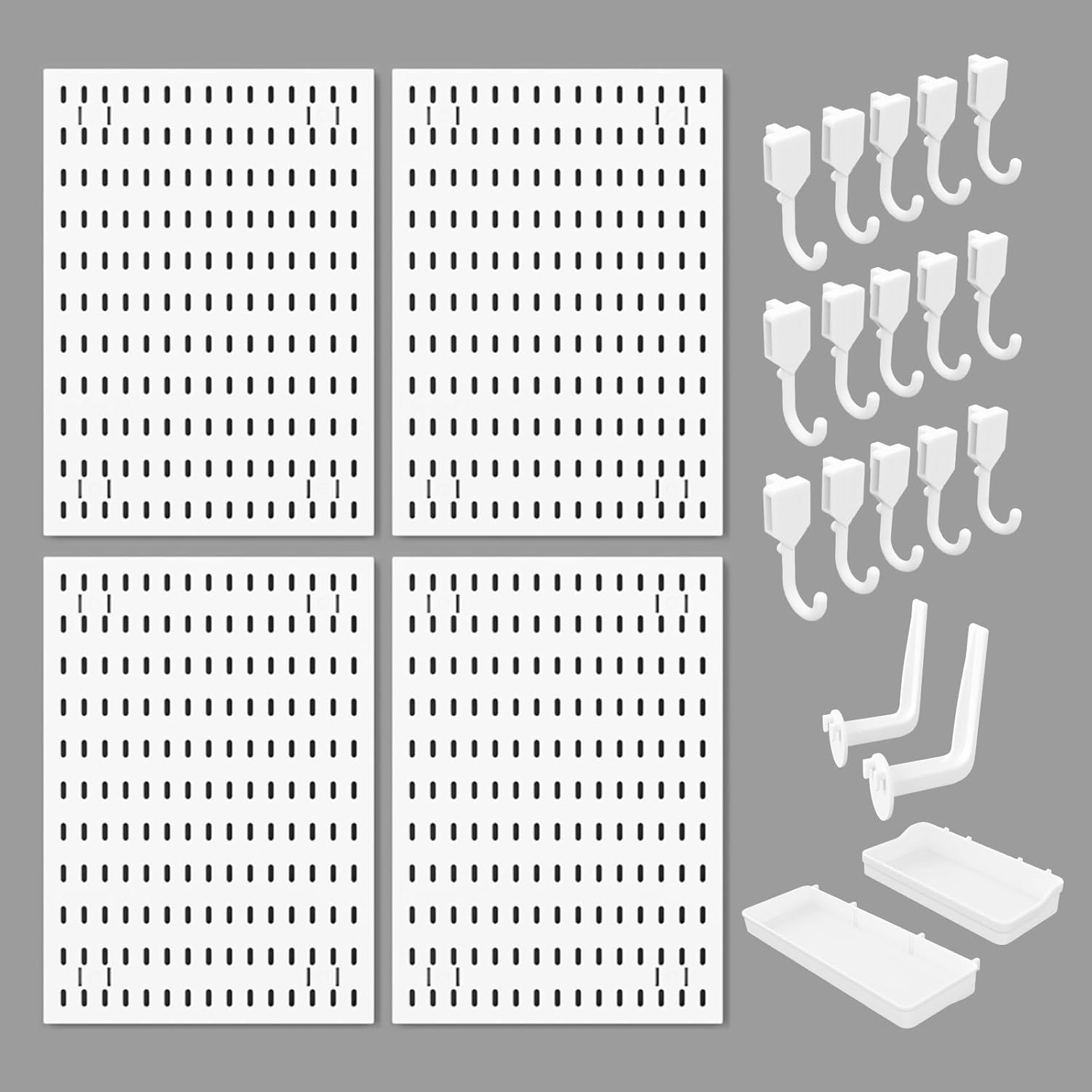 CARLA HOME Pegboard Wall Organiser Kit with 19 Accessories - White