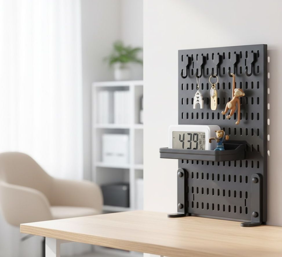 CARLA HOME Desk Pegboard Organiser Kit – Black Clamp-On with Hooks & Tray