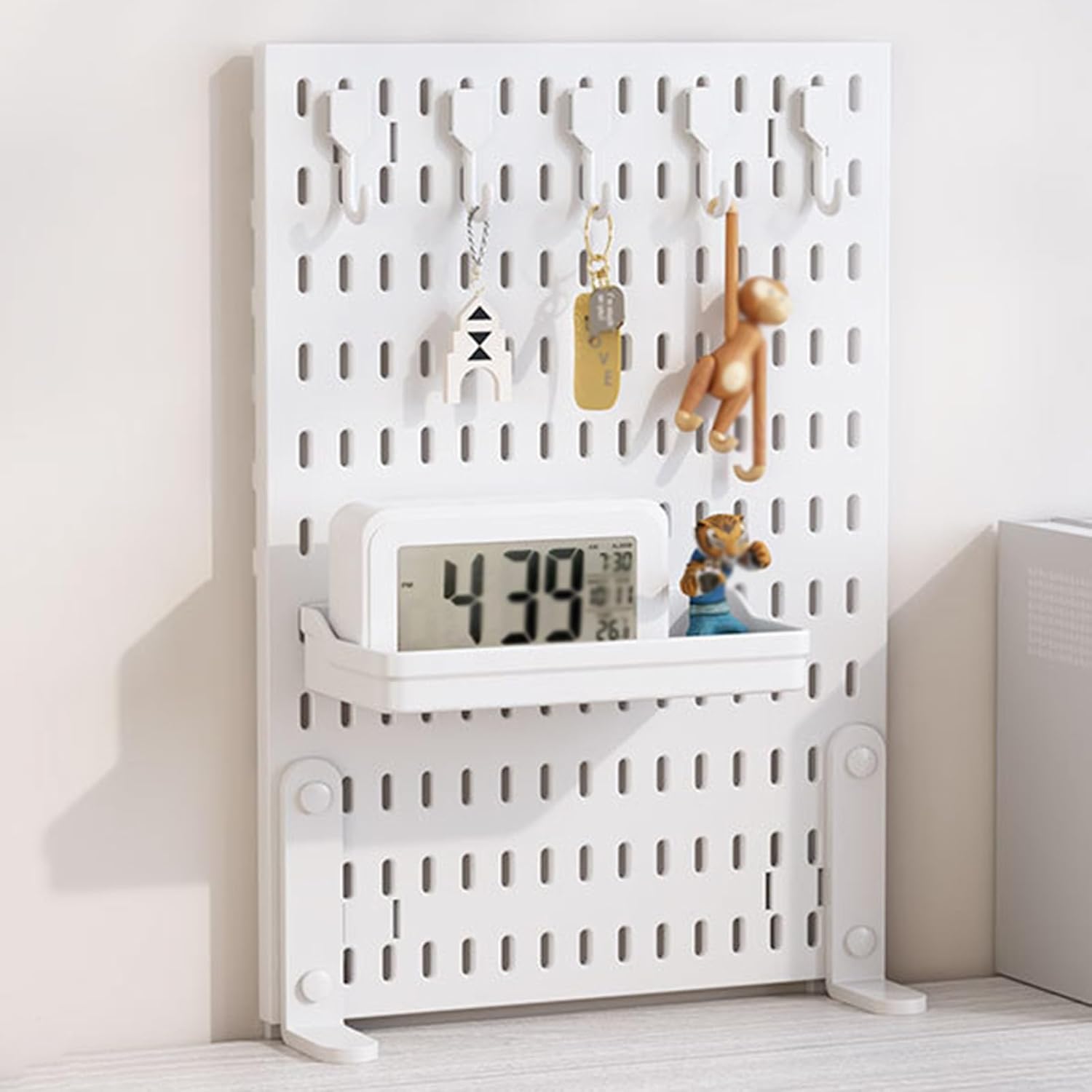 CARLA HOME Desk Pegboard Organiser Kit – White Clamp-On with Hooks & Tray
