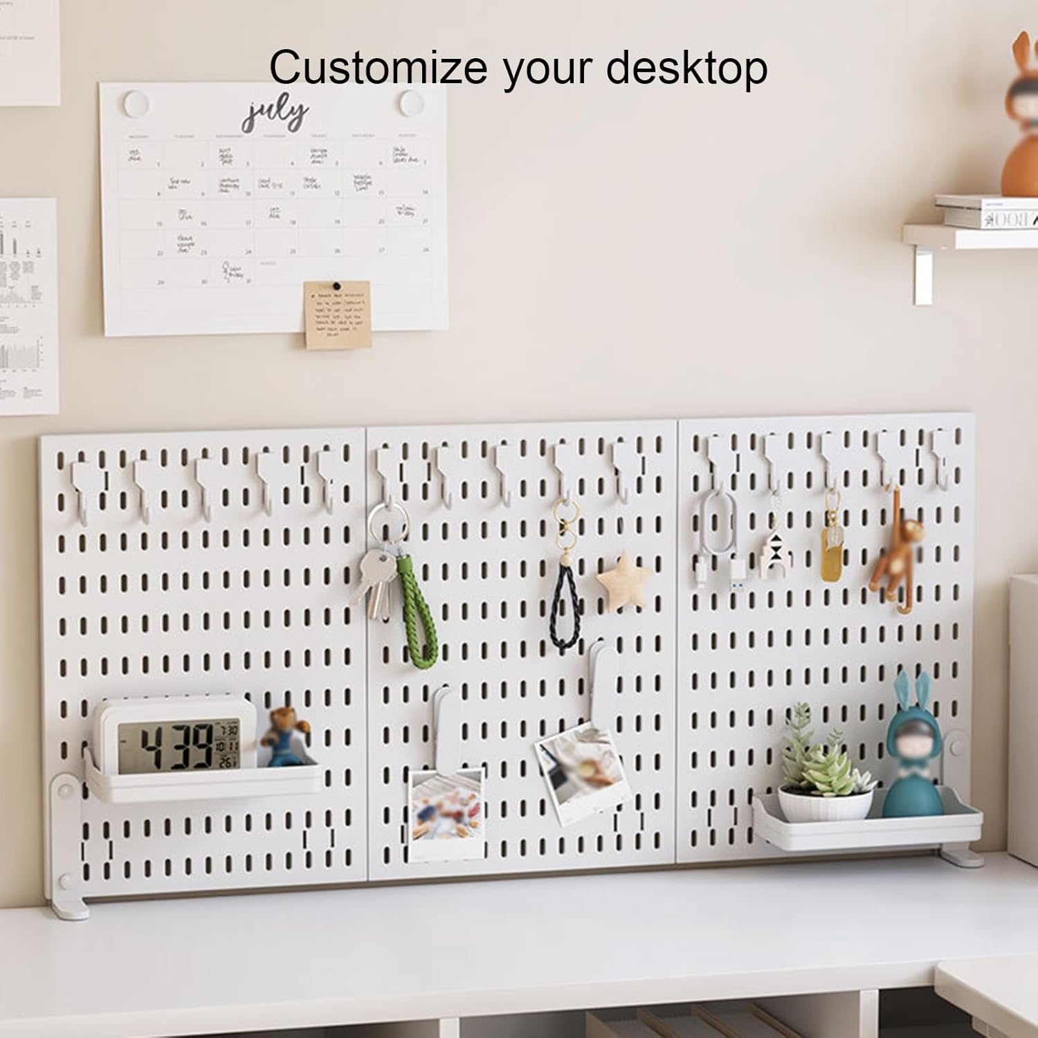 CARLA HOME Desk Pegboard Organiser Kit – White Clamp-On with Hooks & Tray