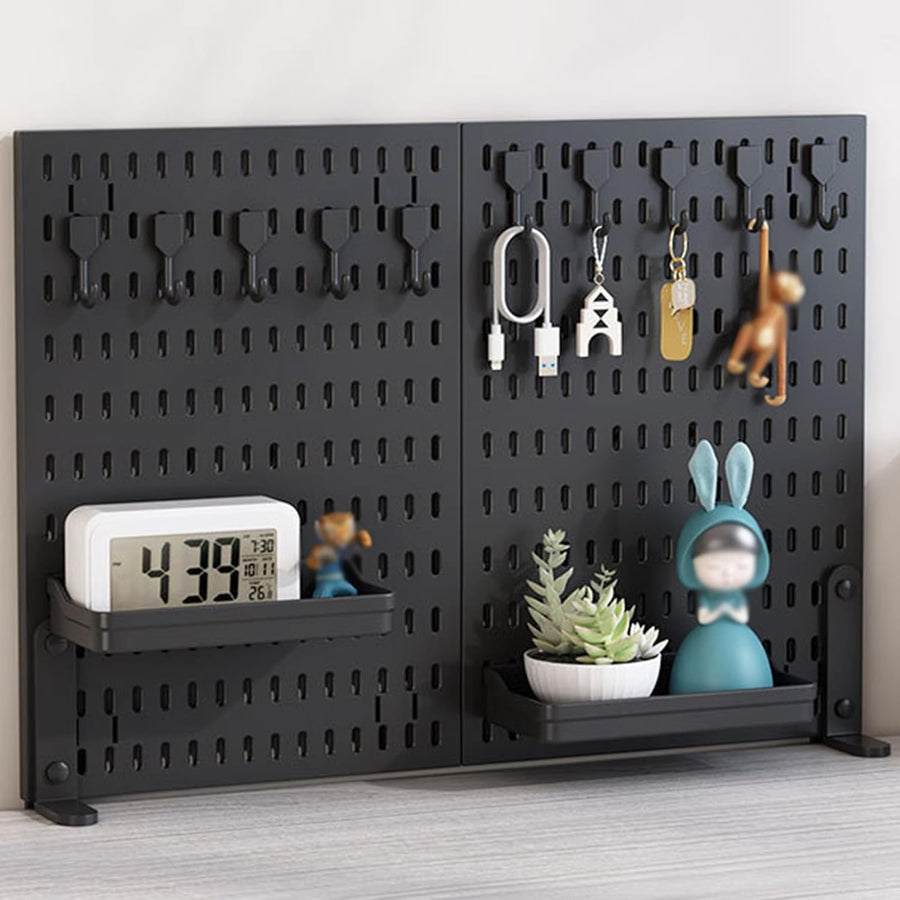 CARLA HOME Desk Pegboard Organiser Kit – Black 2 Pack with Hooks & Tray