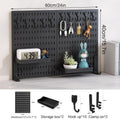 CARLA HOME Desk Pegboard Organiser Kit – Black 2 Pack with Hooks & Tray