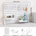 CARLA HOME Desk Pegboard Organiser Kit – White 2 Pack with Hooks & Tray