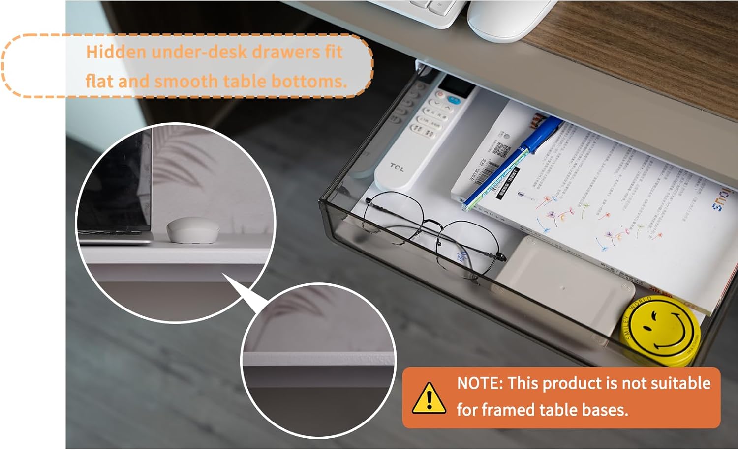 CARLA HOME 3-Pack Hidden Under Desk Storage Drawers