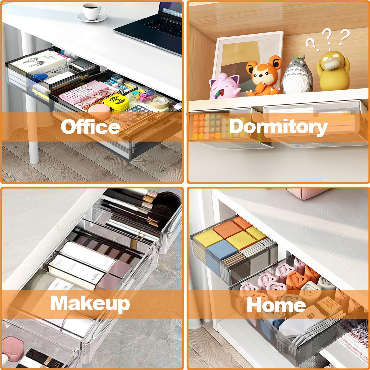 CARLA HOME 3-Pack Hidden Under Desk Storage Drawers