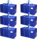 CARLA HOME Large Moving Storage Bags – Blue 6 Pack, 95L with Zippers & Handles