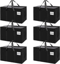 CARLA HOME Large Moving Storage Bags – Black 6 Pack, 95L with Zippers & Handles