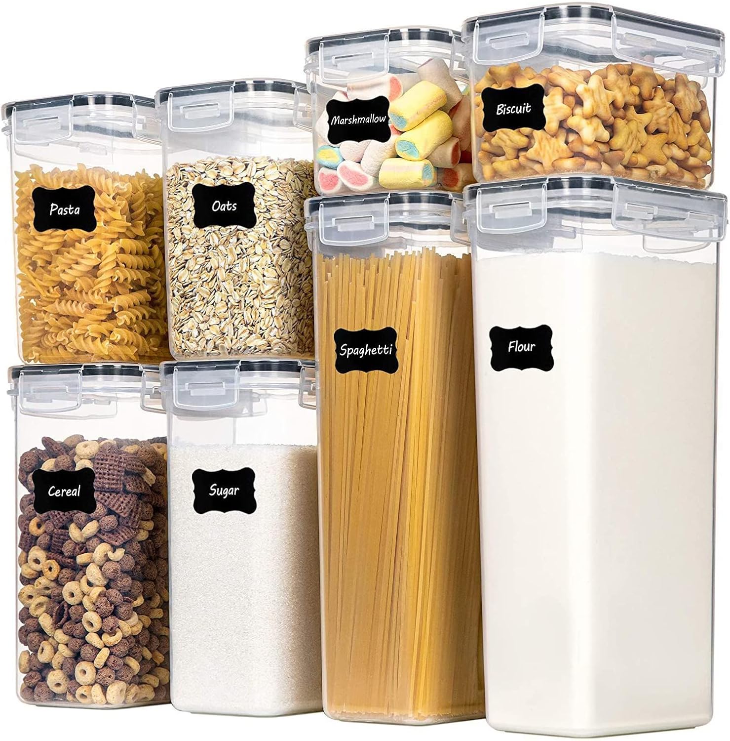 CARLA HOME Airtight Food Storage Containers – 8 Piece Set with Lids & Labels
