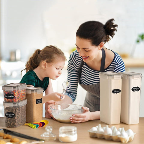 CARLA HOME Airtight Food Storage Containers – 8 Piece Set with Lids & Labels