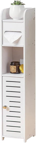 CARLA HOME Slim Bathroom Cabinet – Waterproof PVC with Toilet Paper Holder