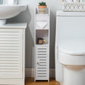 CARLA HOME Slim Bathroom Cabinet – Waterproof PVC with Toilet Paper Holder