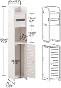 CARLA HOME Slim Bathroom Cabinet – Waterproof PVC with Toilet Paper Holder