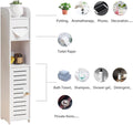 CARLA HOME Slim Bathroom Cabinet – Waterproof PVC with Toilet Paper Holder