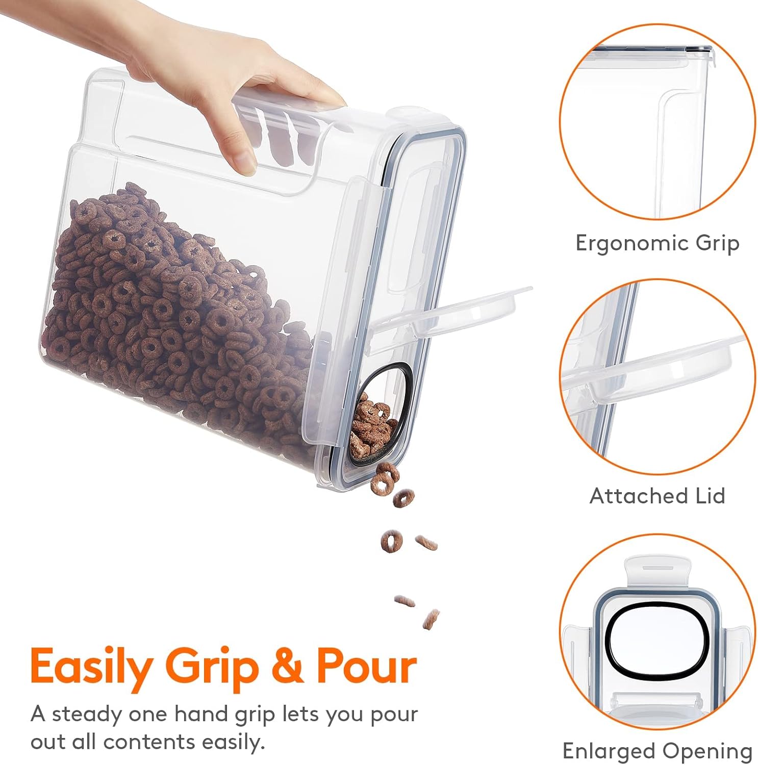 CARLA HOME Airtight Cereal Storage Containers – 4 Pack, 2.5L with Pouring Lids