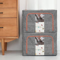 CARLA HOME Large Clothes Storage Bins – Grey 3 Pack, 66L with Lids