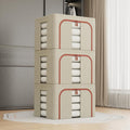 CARLA HOME Large Clothes Storage Bins – Beige 3 Pack, 66L with Lids