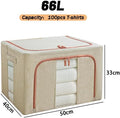 CARLA HOME Large Clothes Storage Bins – Beige 3 Pack, 66L with Lids