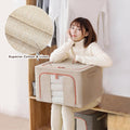 CARLA HOME Large Clothes Storage Bins – Beige 3 Pack, 66L with Lids