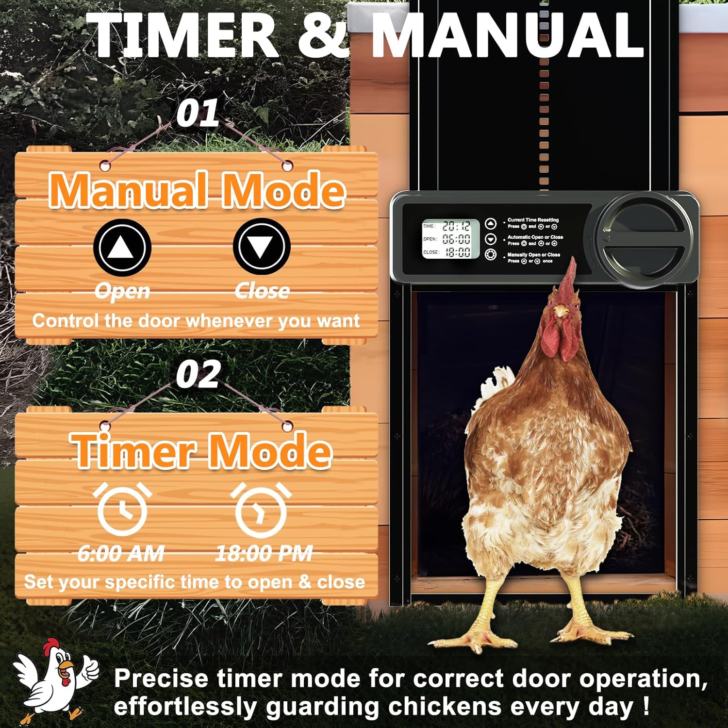 CARLA HOME Automatic Chicken Coop Door Opener – Timer & Anti-Pinch Protection