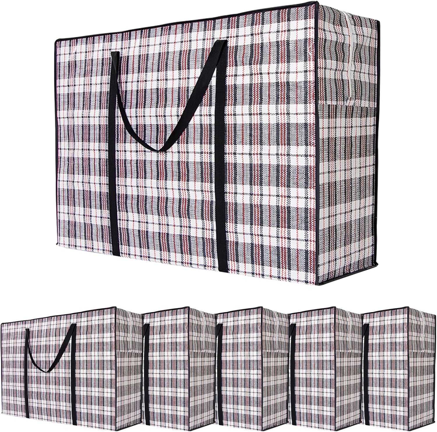 CARLA HOME Large Moving Storage Bags – 6 Pack, 80 x 55 x 25cm with Zippers