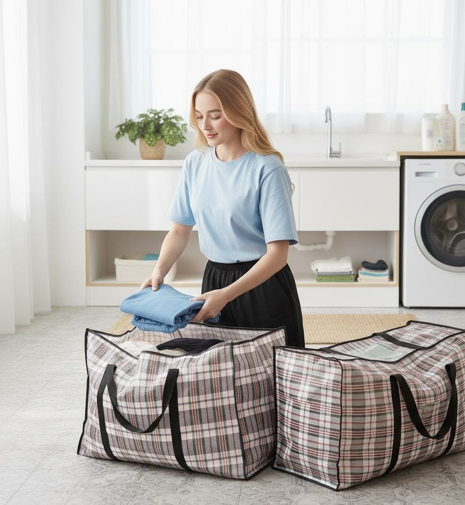CARLA HOME Large Moving Storage Bags – 6 Pack, 80 x 55 x 25cm with Zippers