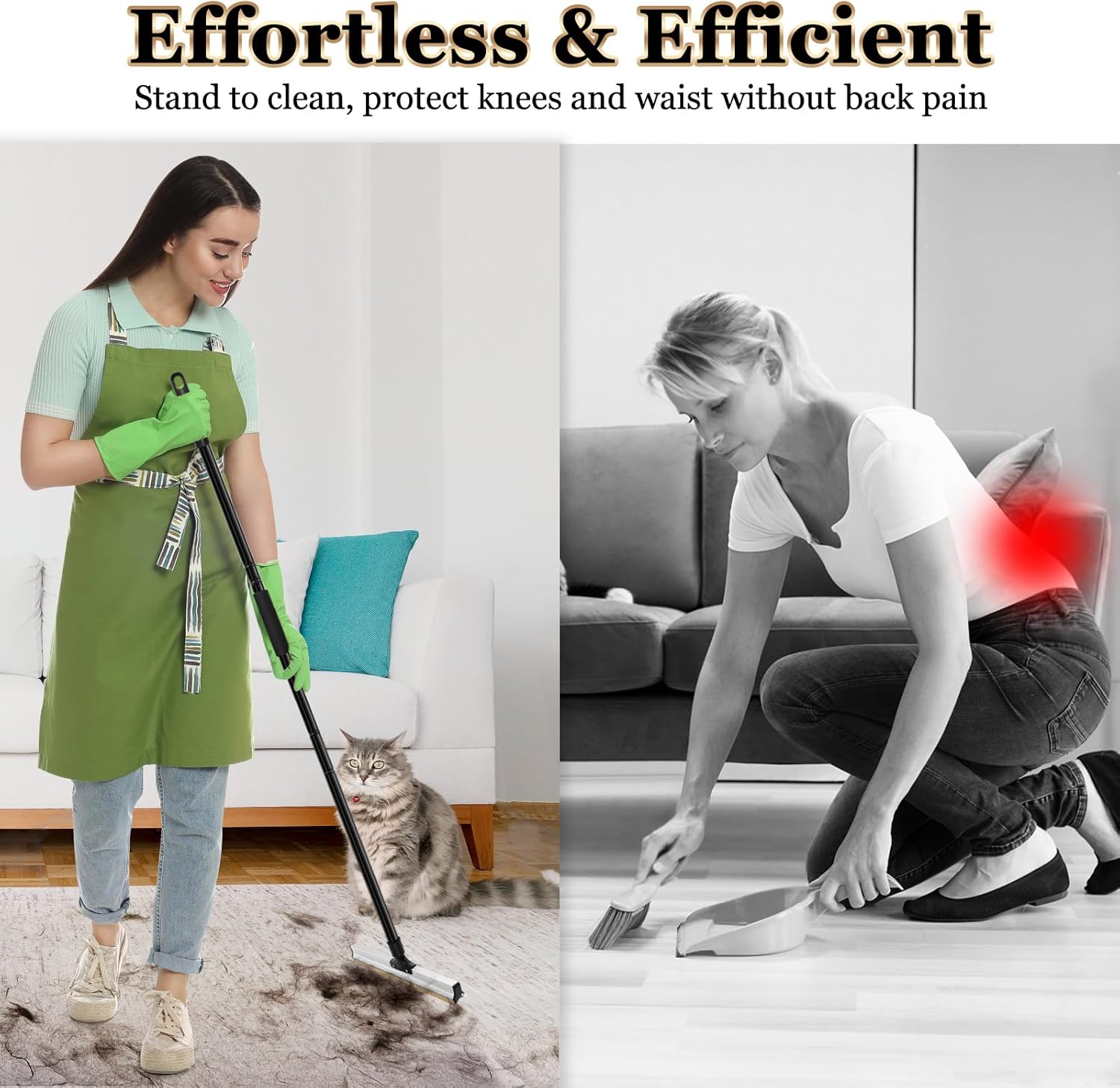 CARLA HOME Pet Hair Remover Broom with Long Handle