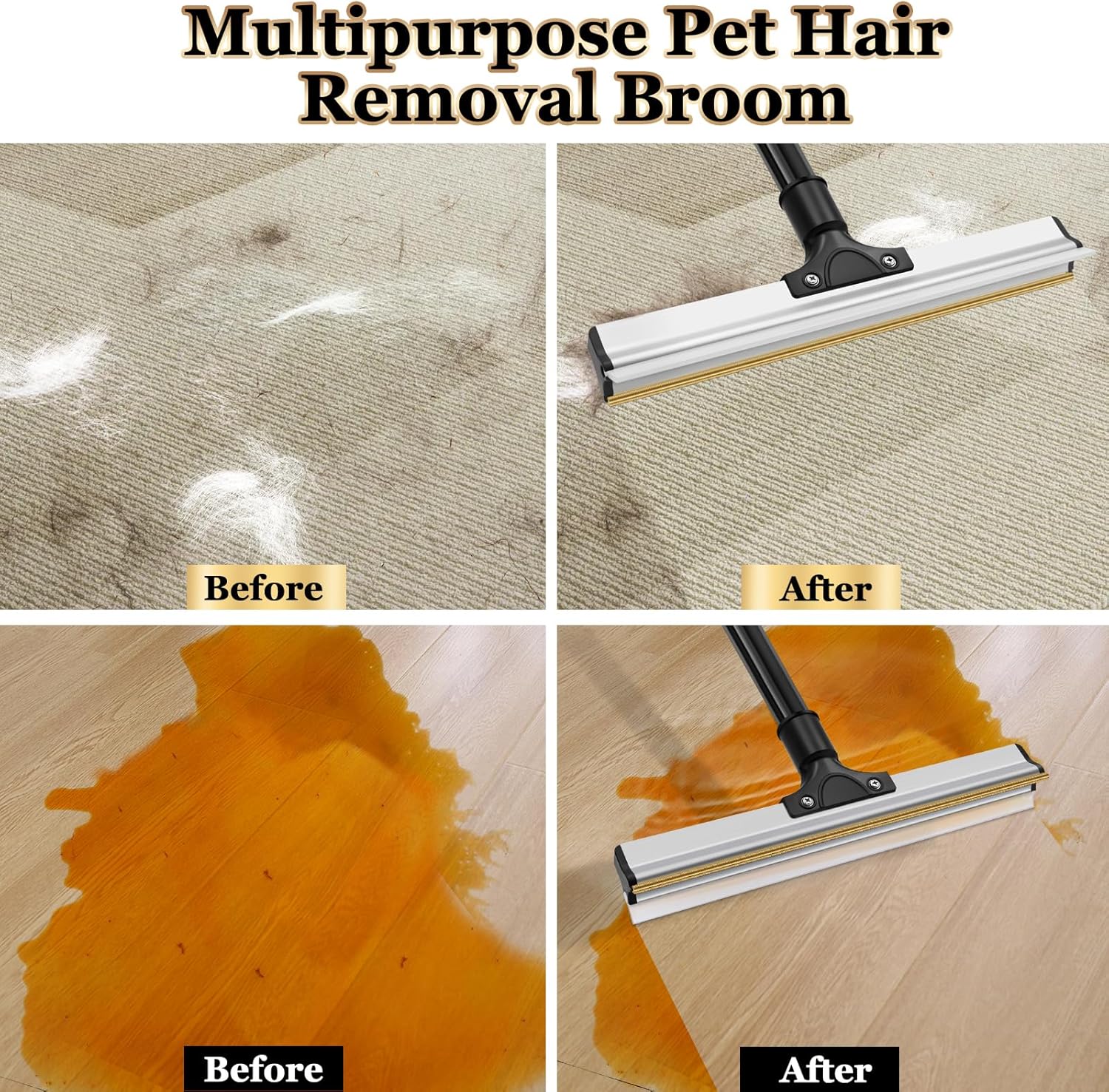 CARLA HOME Pet Hair Remover Broom with Long Handle