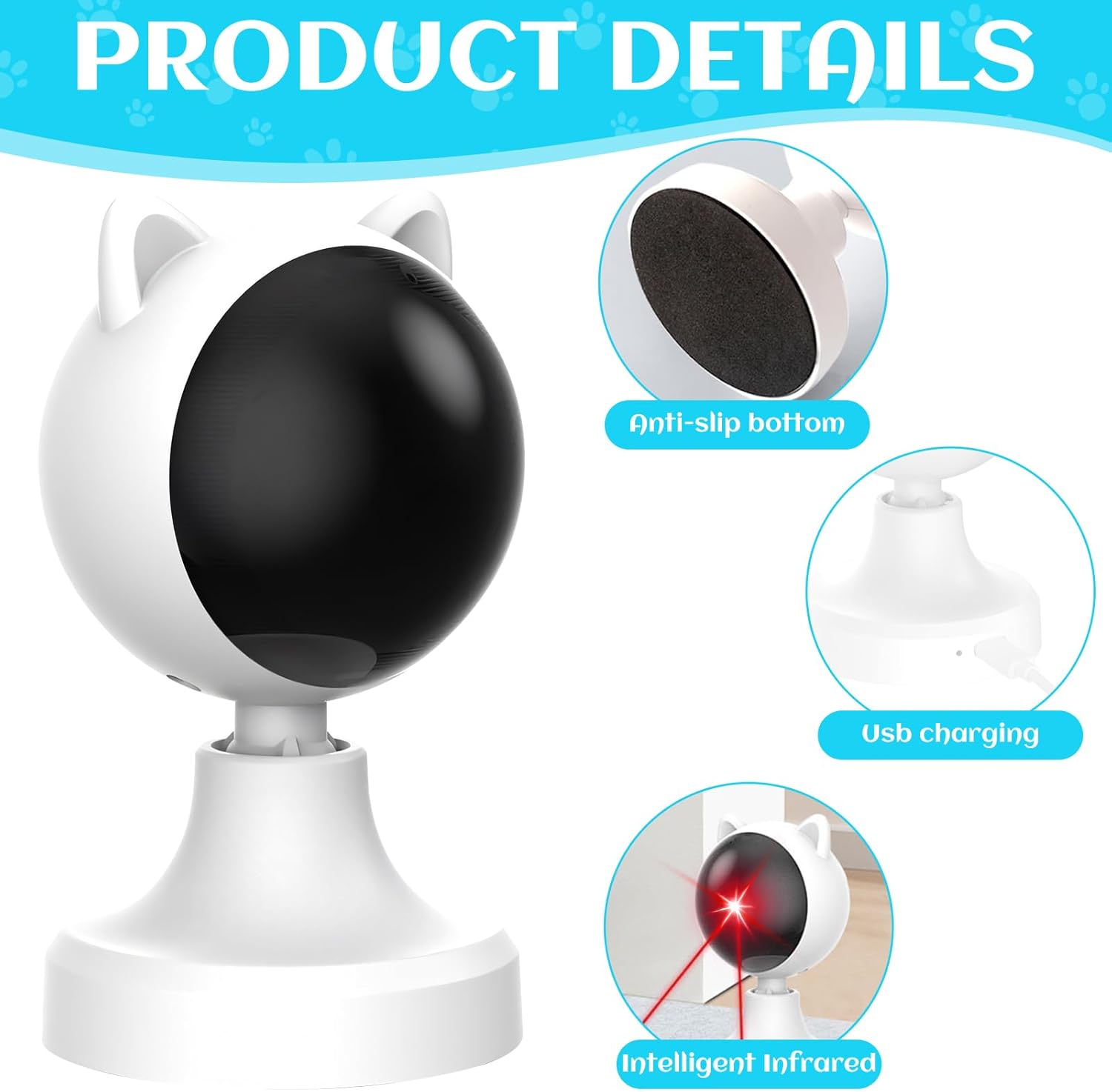 CARLA HOME Interactive Laser Cat Toy with Adjustable Angle & 2 Speeds