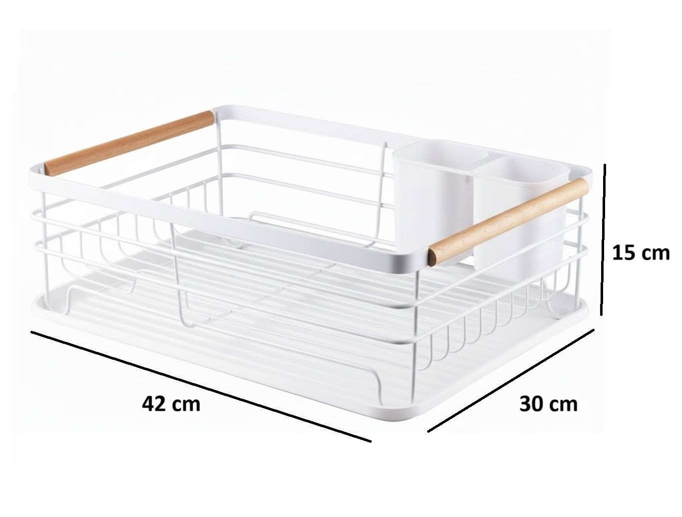 CARLA HOME Dish Drying Rack – Wooden Handles with Drainboard