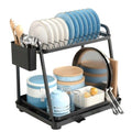 CARLA HOME 2-Tier Dish Drying Rack – Drainage Tray with Cup Hooks