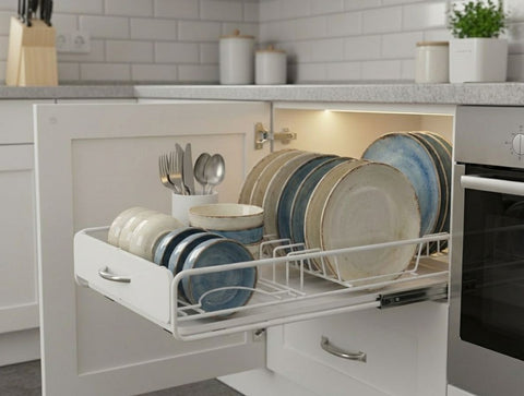 CARLA HOME Pull Out Dish Rack – Slide Out Cabinet Drawer Organiser