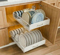CARLA HOME Pull Out Dish Rack – 2 Pack Slide Out Cabinet Drawer Organisers