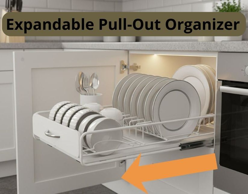 CARLA HOME Pull Out Dish Rack – 2 Pack Slide Out Cabinet Drawer Organisers