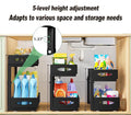CARLA HOME Height-Adjustable L-Shape Under Sink Organizer with Pull-Out Baskets - Black, 1 Pack