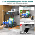 CARLA HOME Height-Adjustable L-Shape Under Sink Organizer with Pull-Out Baskets - Black, 2 Pack