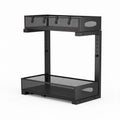 CARLA HOME Height-Adjustable L-Shape Under Sink Organizer with Pull-Out Baskets - Black, 2 Pack