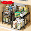 CARLA HOME 2-Tier Sliding Cabinet Organizer with Pull-Out Drawers