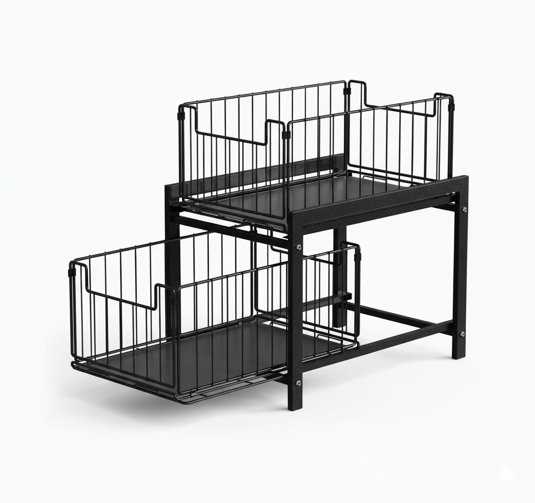 CARLA HOME 2-Tier Sliding Cabinet Organizer with Pull-Out Drawers