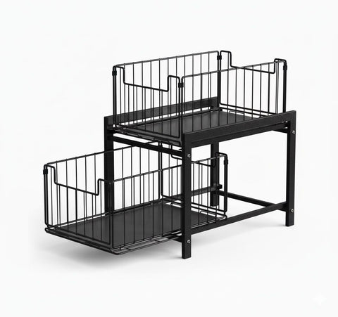 CARLA HOME 2-Tier Sliding Cabinet Organizer with Pull-Out Drawers