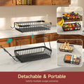 CARLA HOME 2-Tier Fruit Basket – Metal Bowls with Wooden Handles