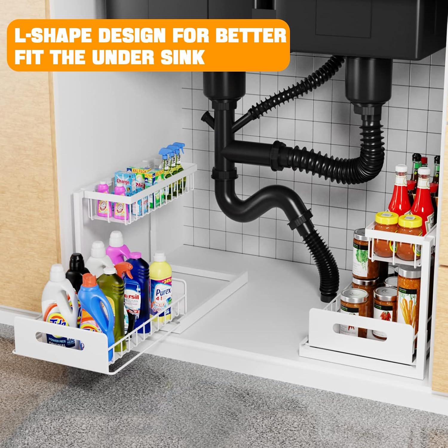 CARLA HOME 2-Tier Under Sink Organizer with Sliding Drawers - 1 Pack