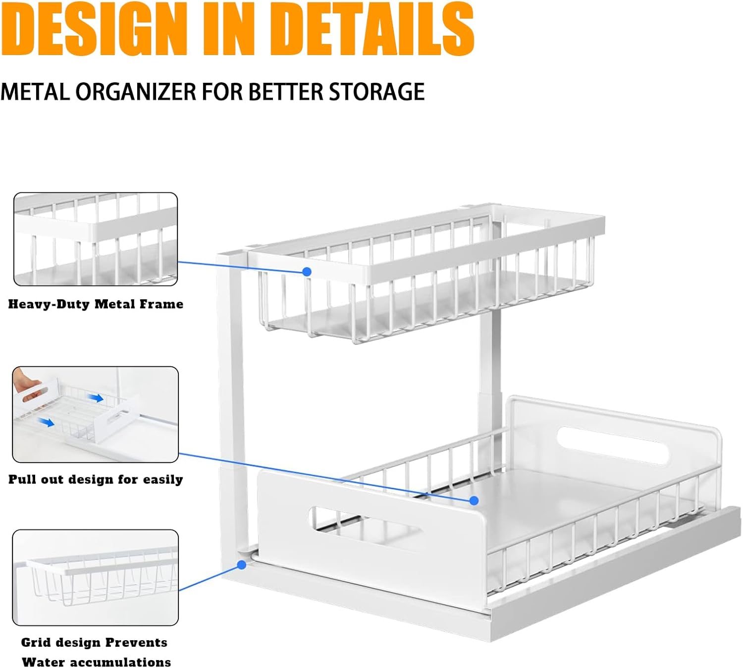 CARLA HOME 2-Tier Under Sink Organizer with Sliding Drawers - 1 Pack