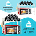 CARLA HOME Adjustable Microwave Oven Rack with 6 Hooks - 2 Tier White