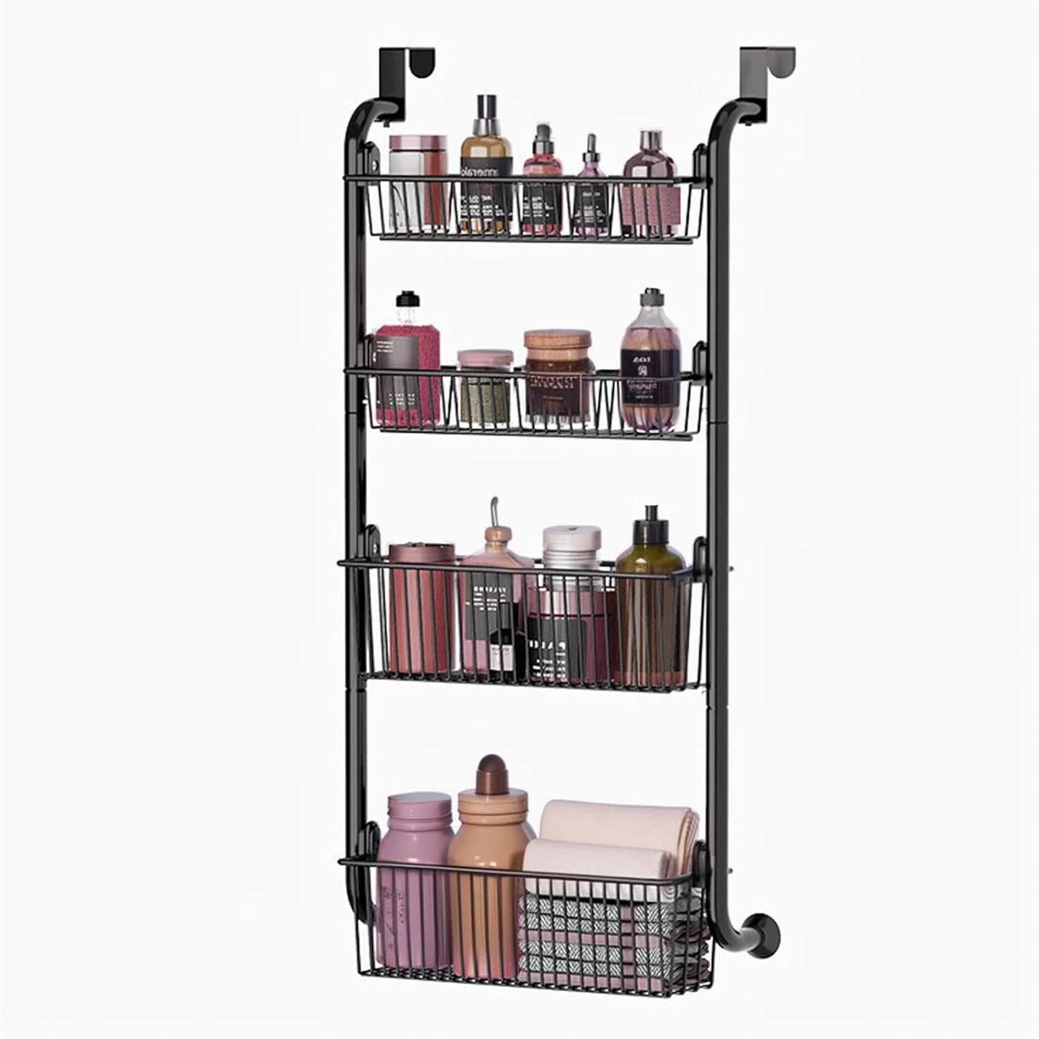 CARLA HOME 4-Tier Over the Door Organiser – Metal Basket Door Storage Rack