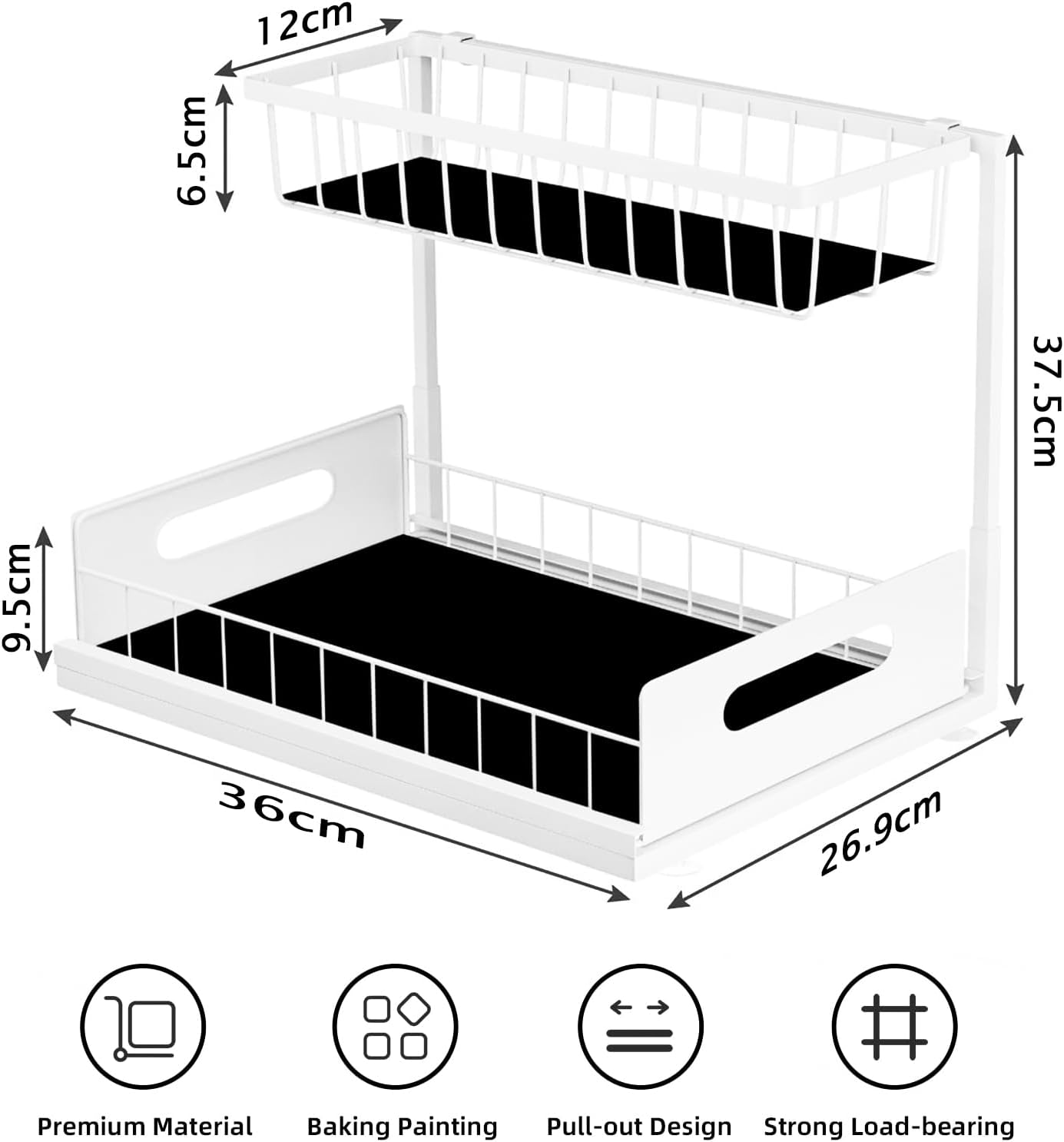 CARLA HOME 2-Tier Under Sink Organizer with Sliding Drawers - 2 Pack