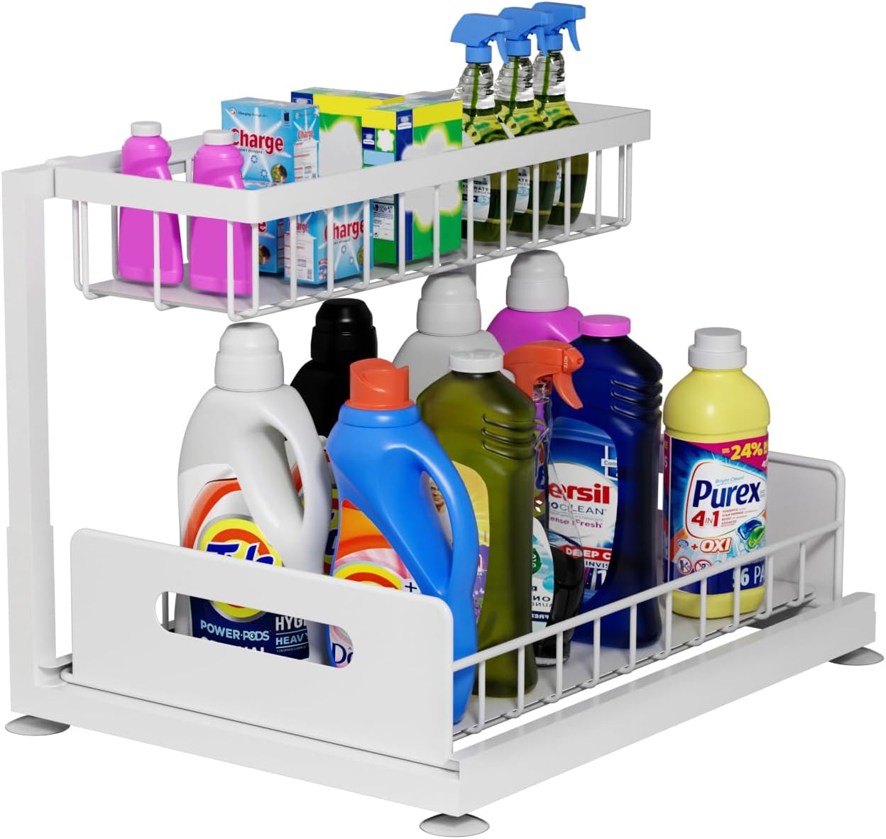 CARLA HOME 2-Tier Under Sink Organizer with Sliding Drawers - 2 Pack
